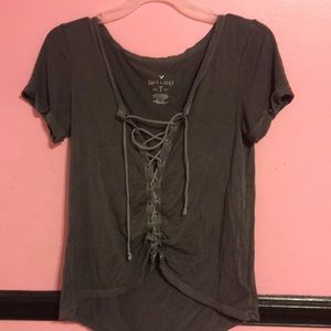 American Eagle lace up top